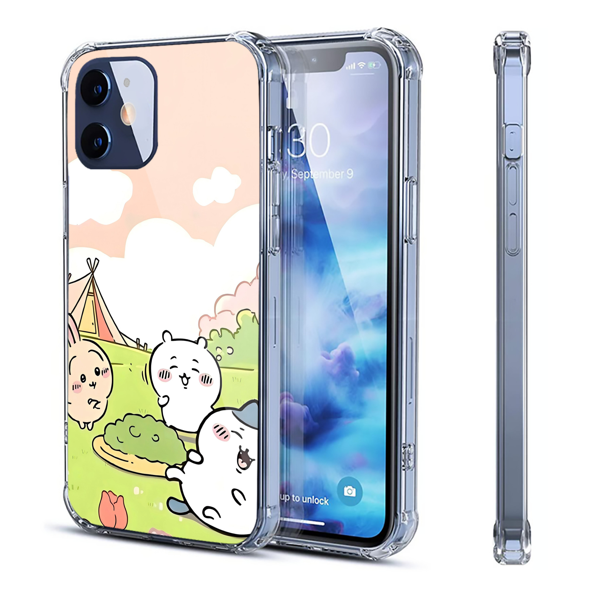 （画像用） ちいかわ Chii-kawa 【iPhone 12シリーズ対応】透明スマホケース（クリアソフトケース）